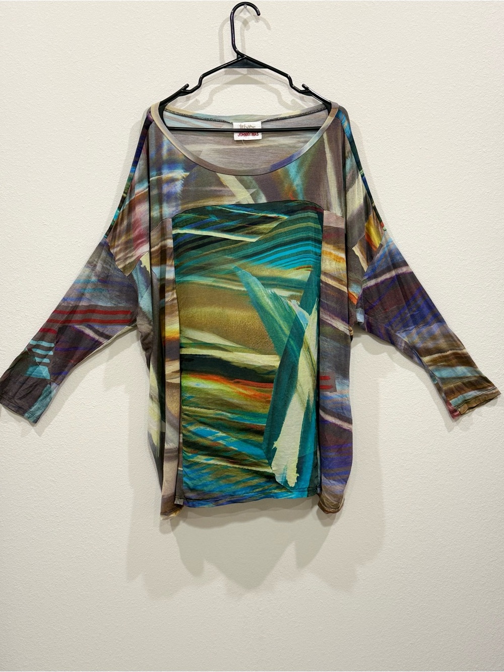 Johnny Was BIYA Abstract Art Print Dolman Tunic Top - Size XL